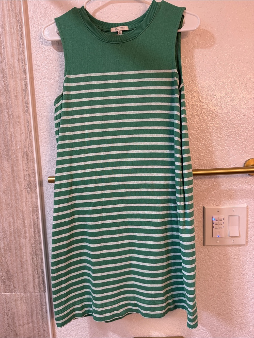 Z Supply Green and White Striped Sleeveless Dress